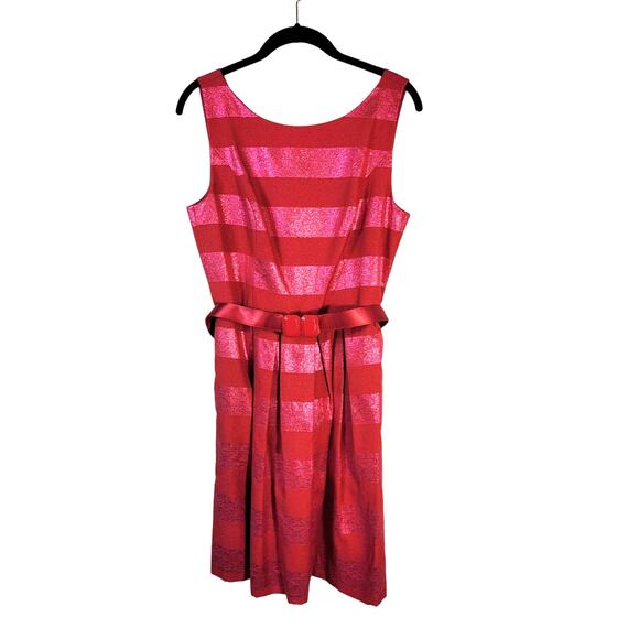 Trina Turk Dress Women's 6 Candy Wrapper Dress Pink Metallic Red Stripe Festive - Picture 1 of 13